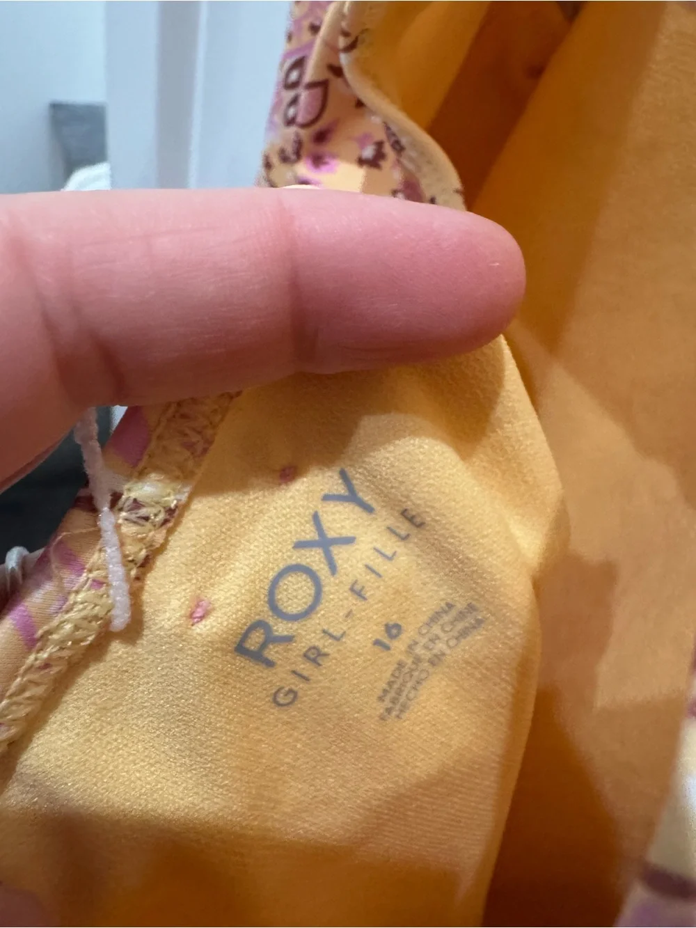 Roxy Girls Yellow Swimsuit with Pink Floral Trim